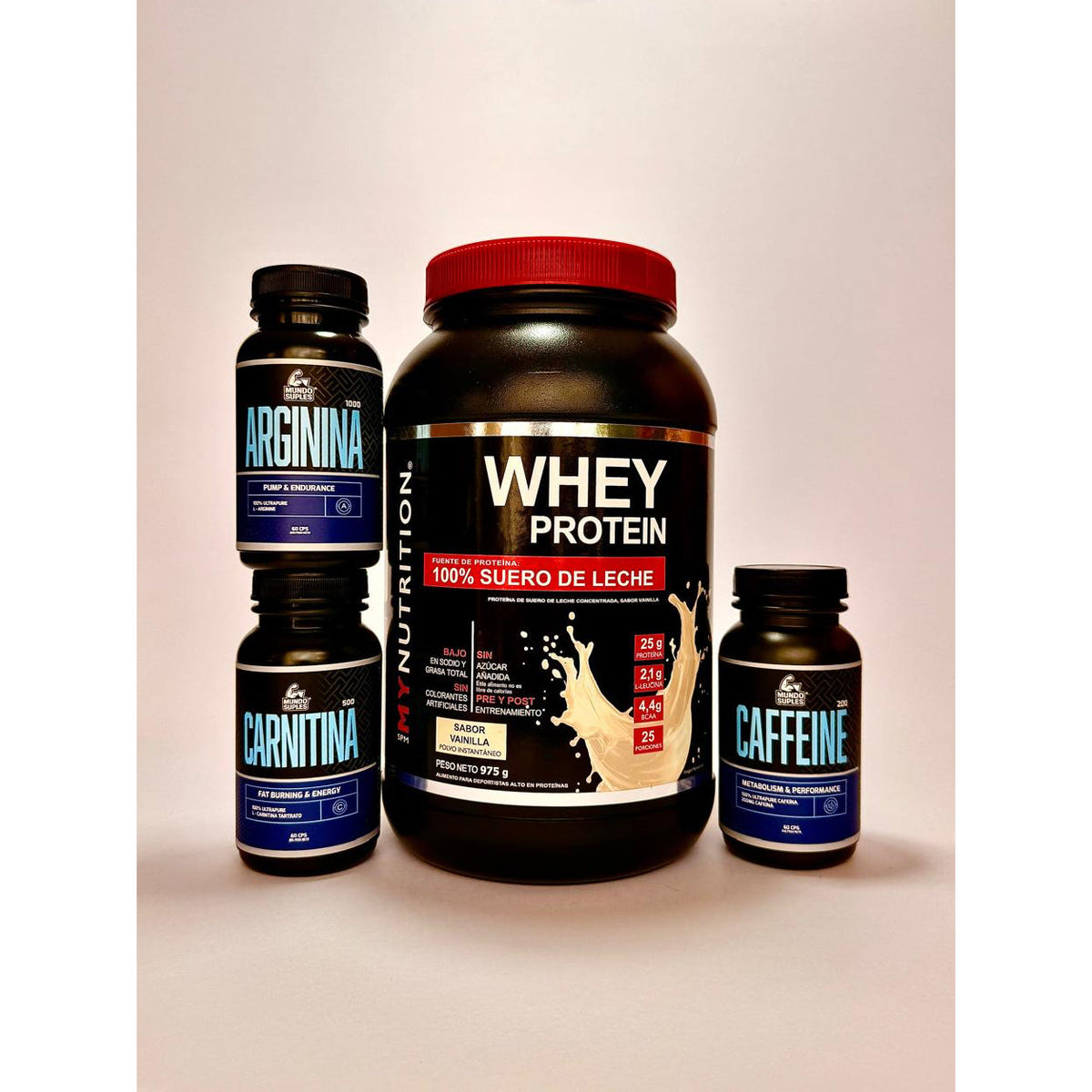 Pack Definición Muscular - Whey Protein + Cafeína + Carnitina + Arginina