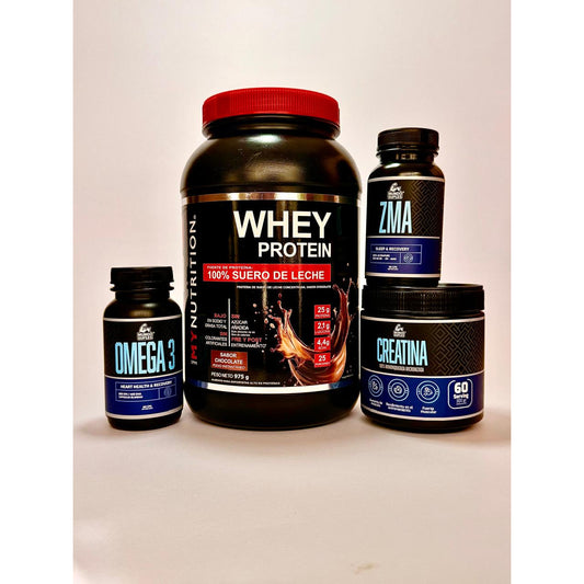 Pack Volumen Completo - Whey Protein + Creatina + ZMA + Omega 3